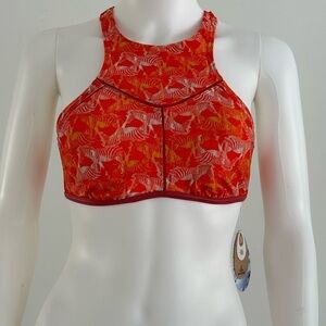 Prana Azra Bikini Top, pink XS high neck racer back UPF beach sport surfing
